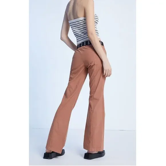 Pacsun Brown Low Rise Britney Flare Cargo Pant Size 25 | 2 NWT Punk Utility - Picture 4 of 14